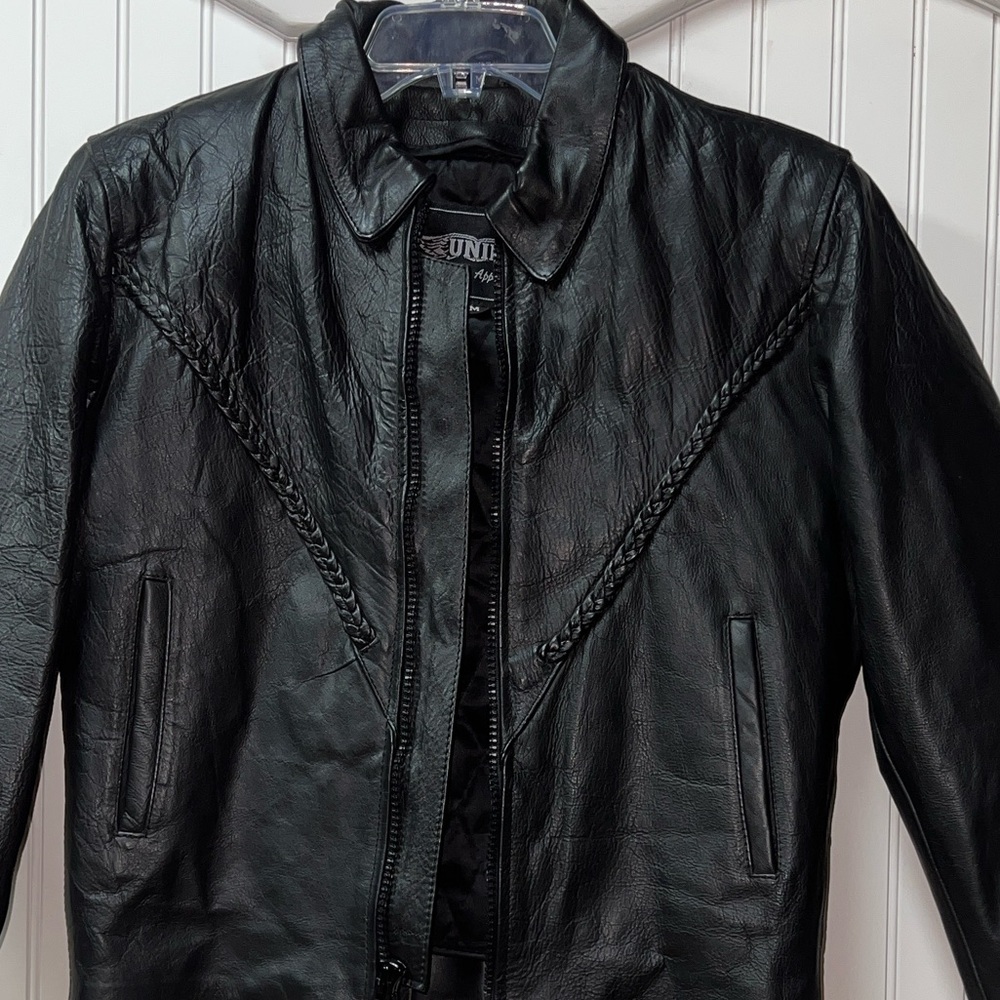 Unik Heavyweight Black Leather Biker Jacket M Moto Bikercore - Picture 7 of 7